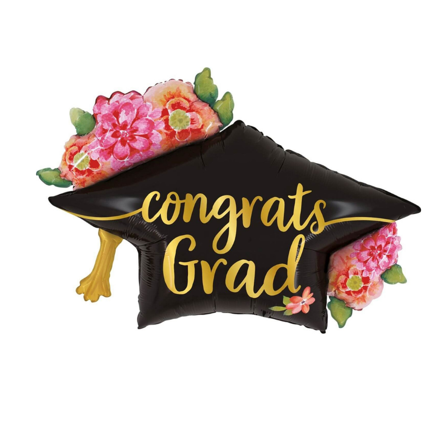 بالون Congrats Grad قبعة تخرج منفوخ بالهيليوم - Grigio 