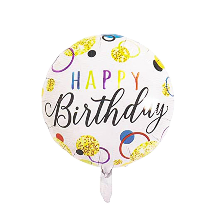 بالون يوم ميلاد ابيض دائري Happy Birthday - Grigio 