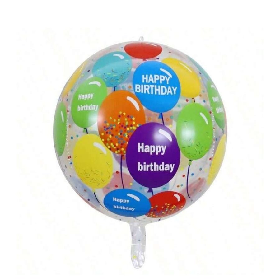 بالون Happy Birthday شفاف ملون - Grigio 