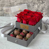 Sweet Indulgence – Chocolate Strawberries & Rose Box