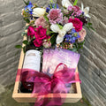 Celebration Trio – Wine, Flowers & Chocolate Gift Box